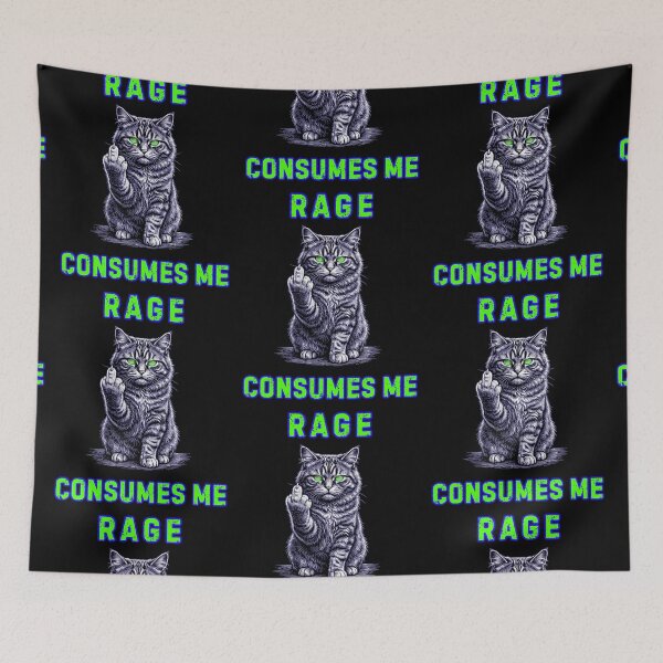 Item preview, Rage Consumes Me Middle Finger Cat designed and sold by WoodburyLake.