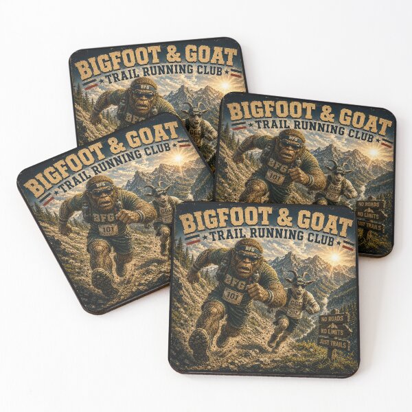 Item preview, Bigfoot and Goat Trail Running Club Funny Outdoor Running Design designed and sold by NicheBloom.