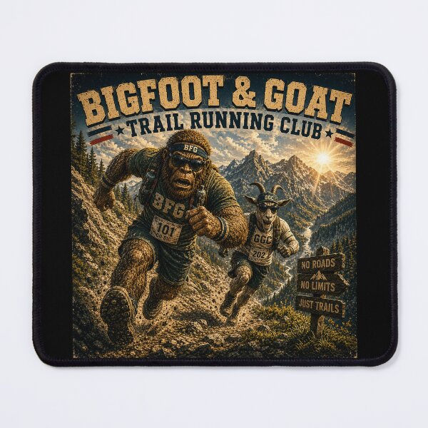 Item preview, Bigfoot and Goat Trail Running Club Funny Outdoor Running Design designed and sold by NicheBloom.