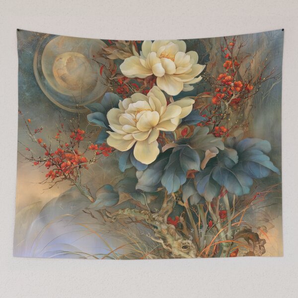 Item preview, Celestial Peonies under the Glowing Orb designed and sold by bloorose.