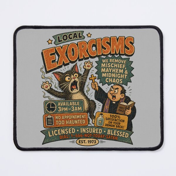 Item preview, Exorcisms Ad - Funny Possessed Cat Vintage Horror designed and sold by radiogalaxy.