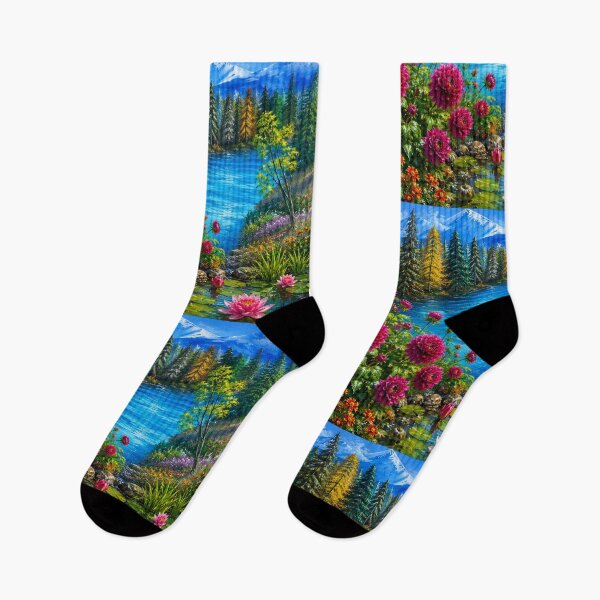 Item preview,  Snowy Mountains Lake and Flowers Colourful Nature designed and sold by MarlinMatt.