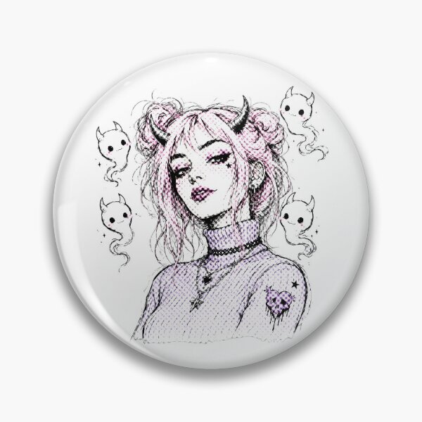 Item preview, Pastel Goth Anime Devil Girl With Space Buns designed and sold by chattsuede.