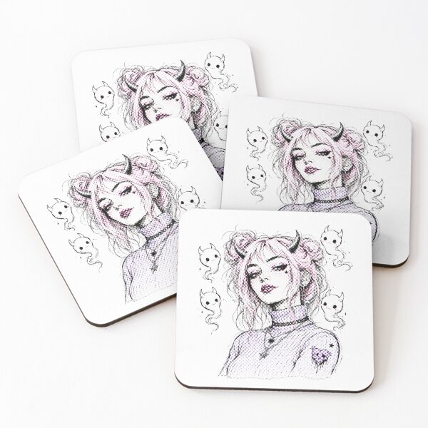 Item preview, Pastel Goth Anime Devil Girl With Space Buns designed and sold by chattsuede.