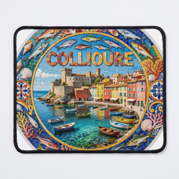 Item preview, Collioure Harbor Mosaic Travel Sticker Summer Souvenir designed and sold by Imaginarium of Chaos falcon88 .