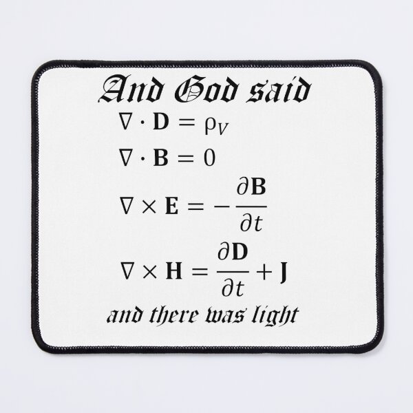 Item preview, And God Said Maxwell Equations Physics Joke Science Teacher Black Text designed and sold by MathWare MathClips.