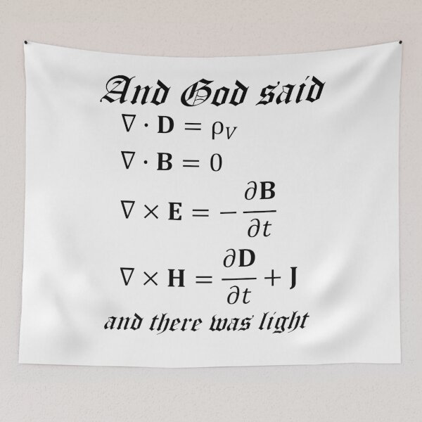 Item preview, And God Said Maxwell Equations Physics Joke Science Teacher Black Text designed and sold by MathWare MathClips.