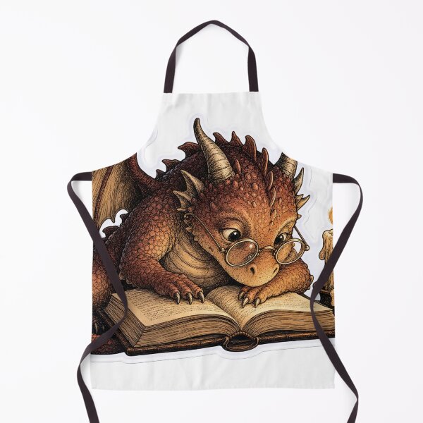 Item preview, Little Book Dragon Reading by Candlelight | Bookish Dark Academia Ink designed and sold by StickyGuys.