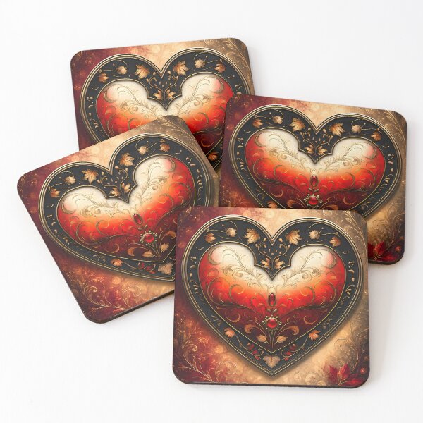Item preview, Hearts 35 - Gilded Autumn Heart Filigree Red Gem designed and sold by NikaNavi.