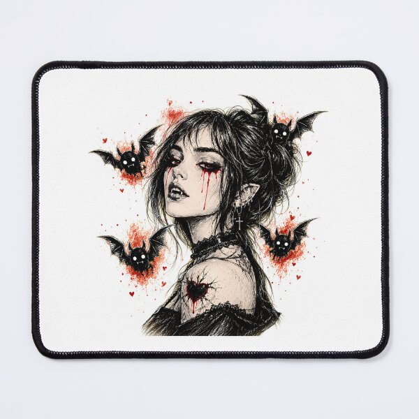Item preview, Cute Gothic Vampire Girl Chibi Bats Bleeding Heart Tattoo designed and sold by chattsuede.