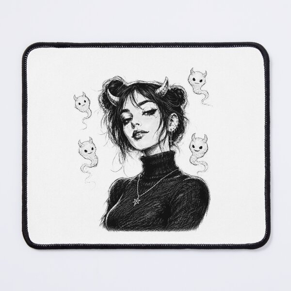 Item preview, Creepy Cute Goth Girl With Ghosts Sketch designed and sold by chattsuede.