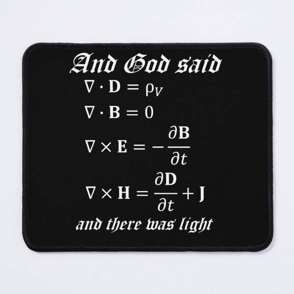 Item preview, And God Said Maxwell Equations Physics Joke Science Teacher White Text designed and sold by MathWare MathClips.