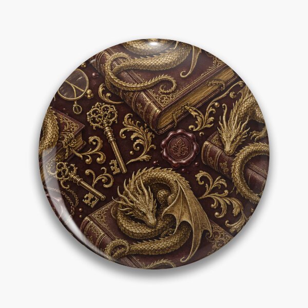 Item preview, Gilded Library Dragon Guarding Rare Books Seamless Pattern | Antique Gold designed and sold by StickyGuys.