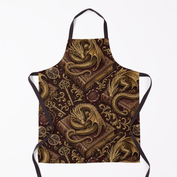 Item preview, Gilded Library Dragon Guarding Rare Books Seamless Pattern | Antique Gold designed and sold by StickyGuys.