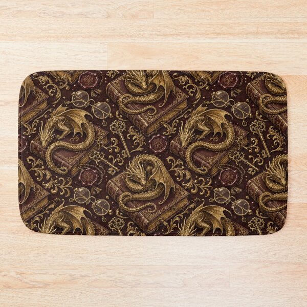 Item preview, Gilded Library Dragon Guarding Rare Books Seamless Pattern | Antique Gold designed and sold by StickyGuys.