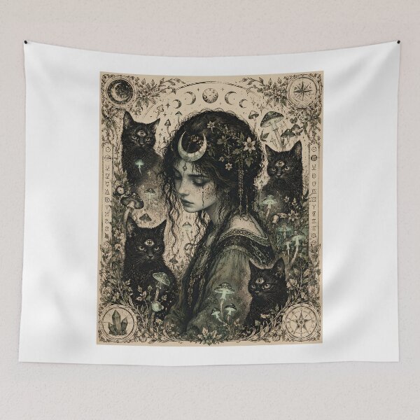 Item preview, Forest Witch Three Eyed Cat Vintage Gothic designed and sold by chattsuede.