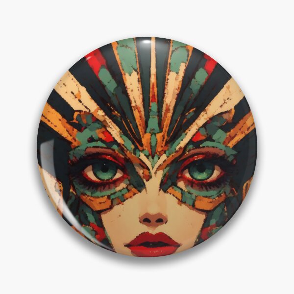 Item preview, Vibrant Queen – Cybernetic Woman with Blue Eyes and Gold Futuristic Portrait designed and sold by GooGoblin.