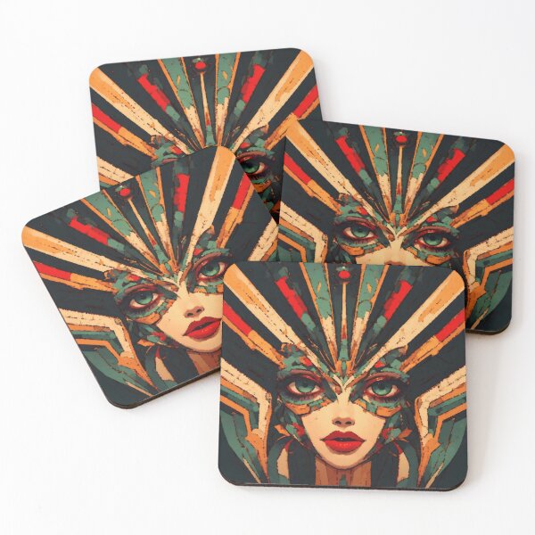 Item preview, Vibrant Queen – Cybernetic Woman with Blue Eyes and Gold Futuristic Portrait designed and sold by GooGoblin.