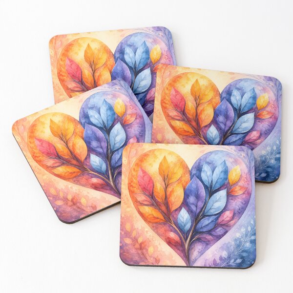 Item preview, Hearts 36 - Watercolor Seasons Heart with Colorful Leaves designed and sold by NikaNavi.