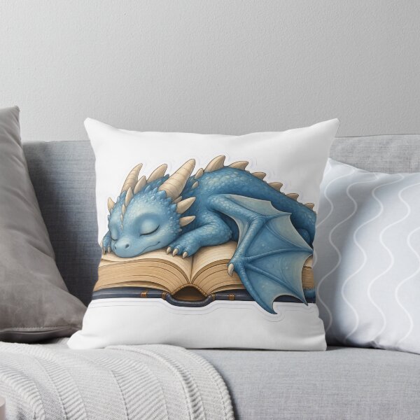 Item preview, Tiny Dragon Sleeping Between Open Pages | Cozy Bookworm Cream designed and sold by StickyGuys.