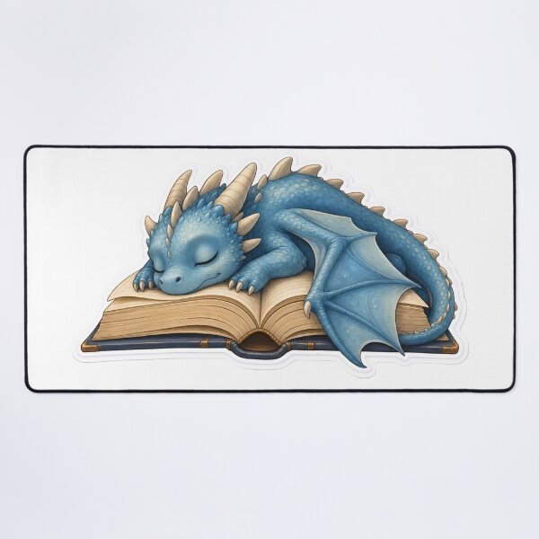 Item preview, Tiny Dragon Sleeping Between Open Pages | Cozy Bookworm Cream designed and sold by StickyGuys.