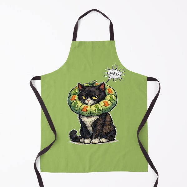 Item preview, Angry Tuxedo Cat with Dinosaur Donut Collar - Funny Pet Illustration designed and sold by catastrocat.