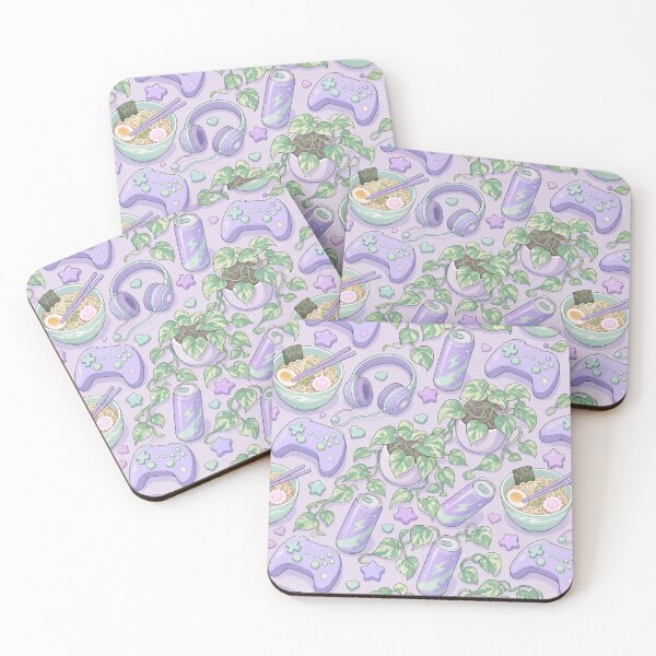 Item preview, Cozy Gaming Desk Ramen and Controllers Seamless Pattern | Pastel Lilac designed and sold by StickyGuys.