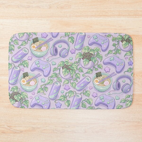Item preview, Cozy Gaming Desk Ramen and Controllers Seamless Pattern | Pastel Lilac designed and sold by StickyGuys.