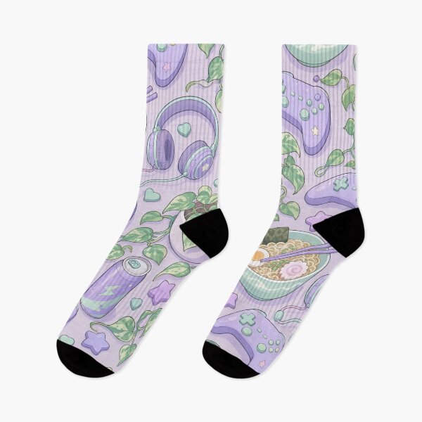Item preview, Cozy Gaming Desk Ramen and Controllers Seamless Pattern | Pastel Lilac designed and sold by StickyGuys.