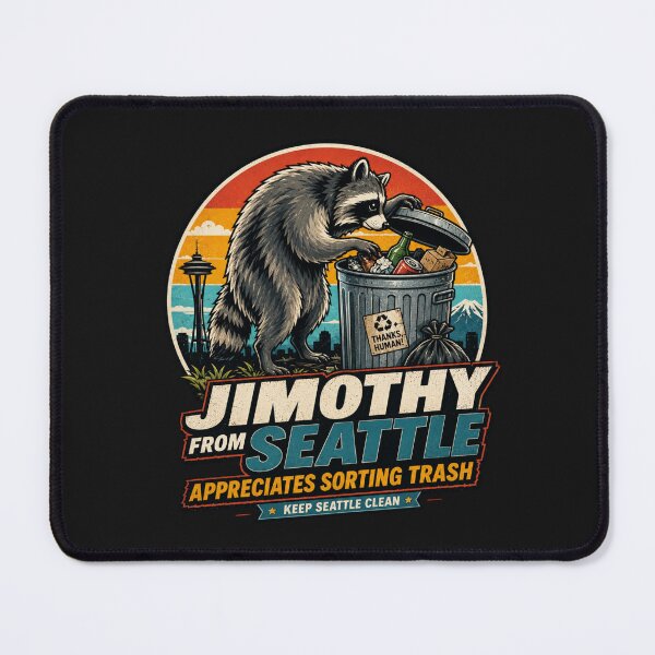 Item preview, Jimothy From Seattle Viral Raccoon Vintage Badge designed and sold by TSshirtShoppe.