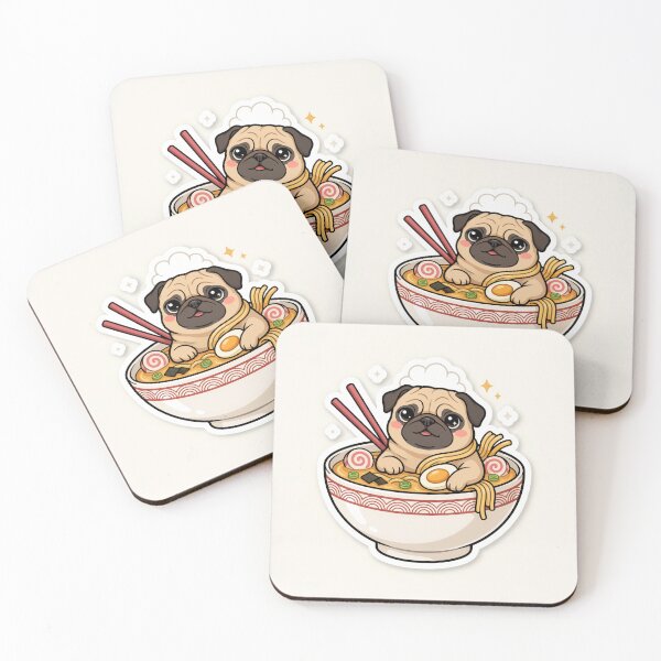 Item preview, Cute Pug in Ramen Soup designed and sold by LenNo9881.