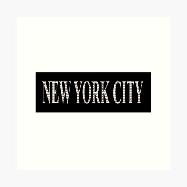 New York City (white type on black plynth on white background) Art Print