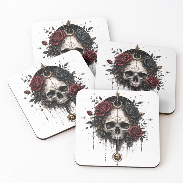 Item preview, Skull Black & Red Roses Celestial designed and sold by MyCalmDraw.