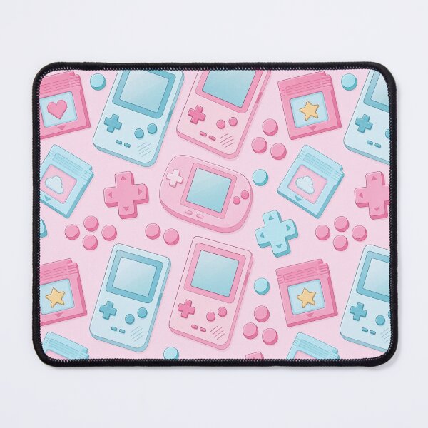 Item preview, Pastel Retro Handheld Consoles and Cartridges Seamless Pattern | Bubblegum Pink designed and sold by StickyGuys.
