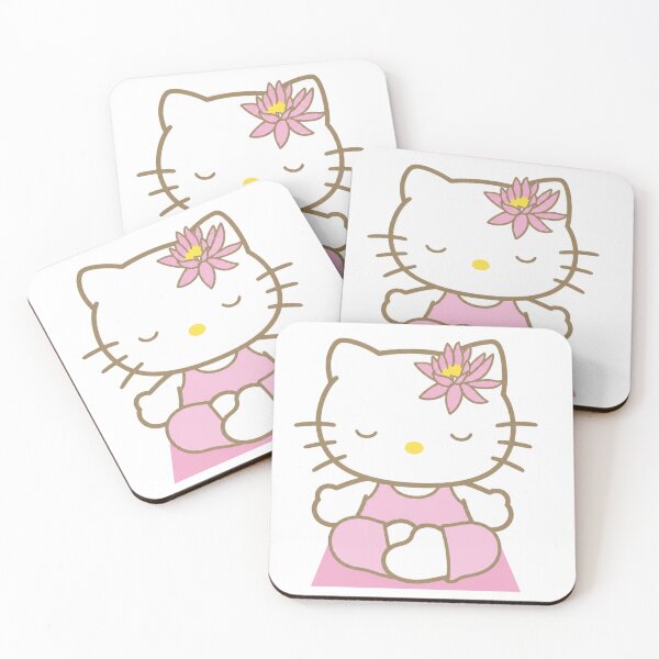 Item preview, Cute Meditating Kitty with Pink Lotus | Kawaii Yoga Cat Illustration  designed and sold by DreamsPortal.