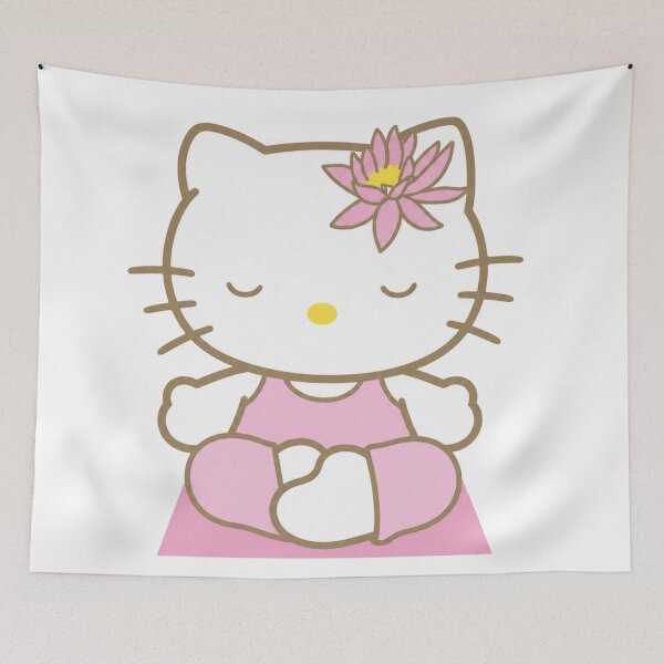 Item preview, Cute Meditating Kitty with Pink Lotus | Kawaii Yoga Cat Illustration  designed and sold by DreamsPortal.