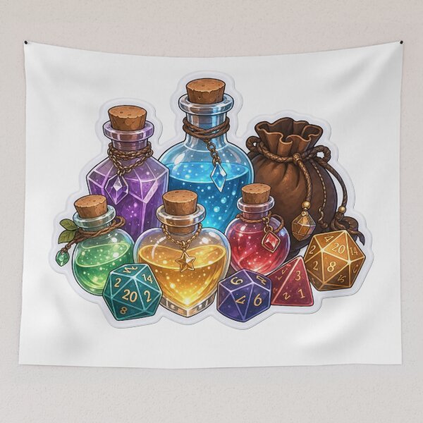Item preview, Cozy Tabletop Potions and Polyhedral Dice | Soft Emerald Fantasy designed and sold by StickyGuys.