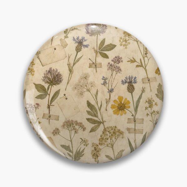 Item preview, Pressed Wildflower Specimens and Handwritten Labels Seamless Pattern | Faded Ochre designed and sold by StickyGuys.