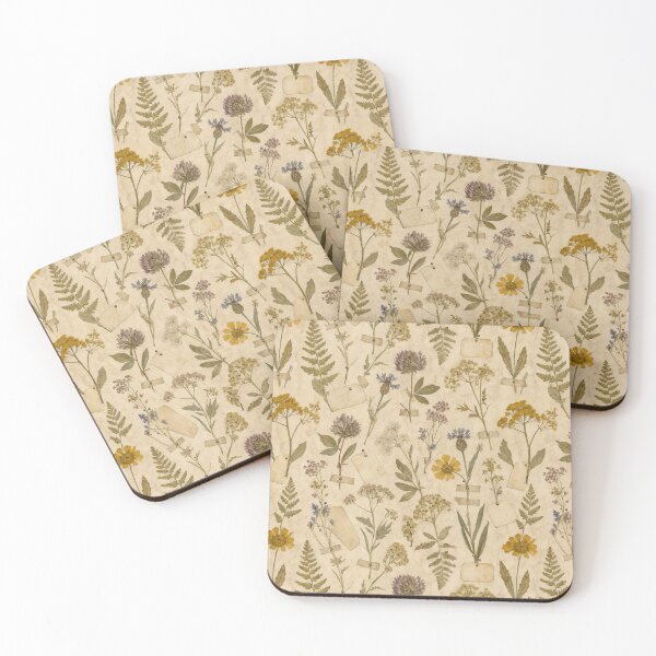Item preview, Pressed Wildflower Specimens and Handwritten Labels Seamless Pattern | Faded Ochre designed and sold by StickyGuys.