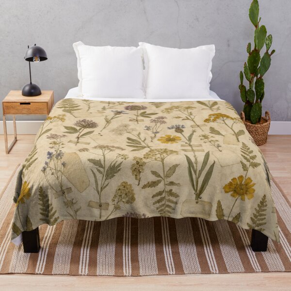 Item preview, Pressed Wildflower Specimens and Handwritten Labels Seamless Pattern | Faded Ochre designed and sold by StickyGuys.