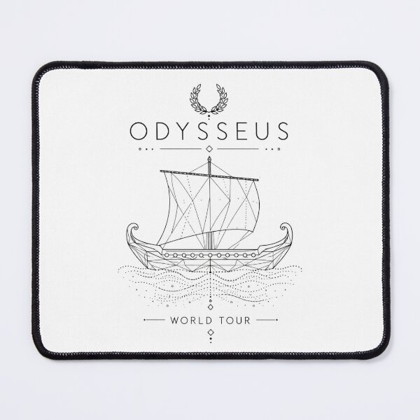 Item preview, Odysseus World Tour Minimalist Monochrome Ship Emblem Ancient Greek Mythology Humor Gift for Mythology Lovers designed and sold by Nightarel.