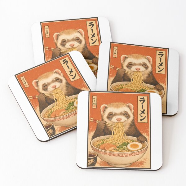 Item preview, Vintage Ferret Eating Ramen Cute Japanese designed and sold by bobcatmarty.