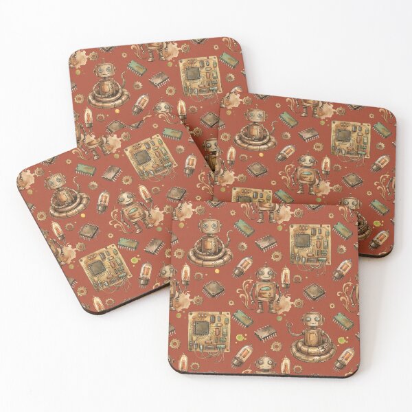Item preview, Vintage Steampunk Robot and Circuit Board Seamless Pattern Graphic designed and sold by KiwiRider.
