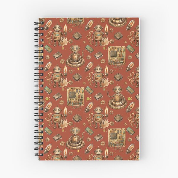Item preview, Vintage Steampunk Robot and Circuit Board Seamless Pattern Graphic designed and sold by KiwiRider.