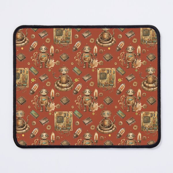 Item preview, Vintage Steampunk Robot and Circuit Board Seamless Pattern Graphic designed and sold by KiwiRider.