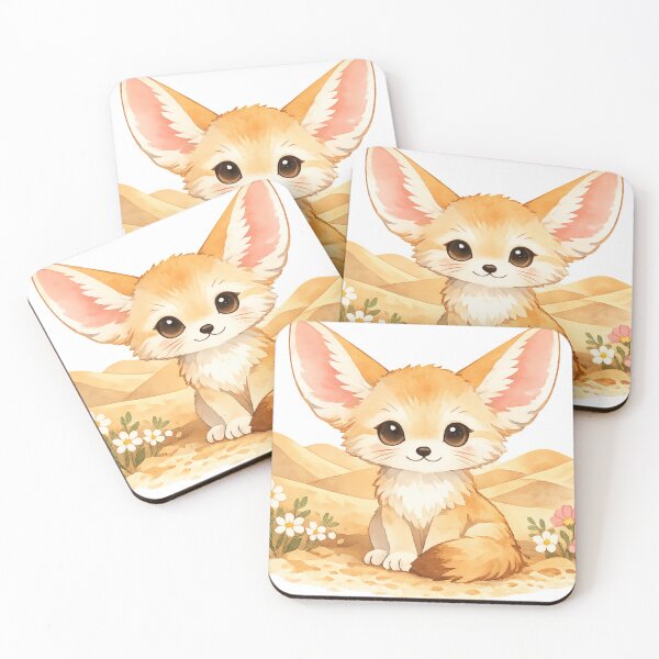 Item preview, Cute Fennec Fox in Desert Watercolor Illustration designed and sold by LaylaArtStudio.