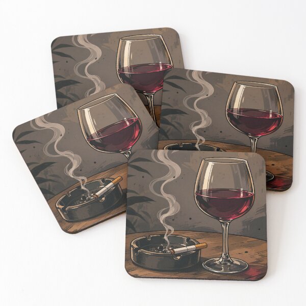 Item preview, Wine Glass and Cigarette Illustration designed and sold by DaryaArtFrance.