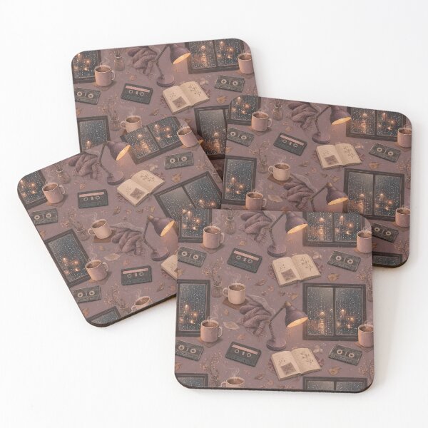 Item preview, Lo-Fi Study Room Cassettes and Rainy Windows Seamless Pattern | Dusty Mauve designed and sold by StickyGuys.