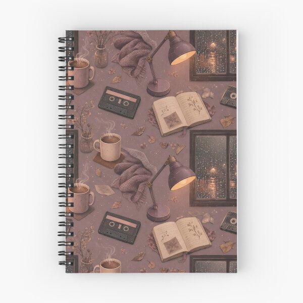 Item preview, Lo-Fi Study Room Cassettes and Rainy Windows Seamless Pattern | Dusty Mauve designed and sold by StickyGuys.