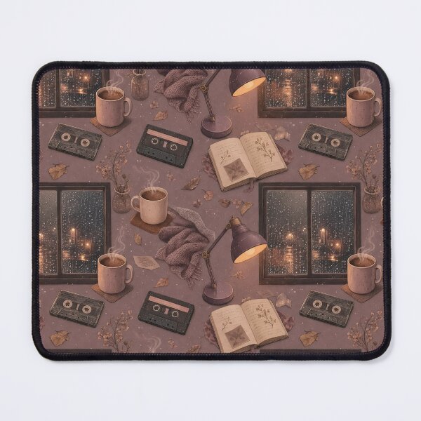 Item preview, Lo-Fi Study Room Cassettes and Rainy Windows Seamless Pattern | Dusty Mauve designed and sold by StickyGuys.